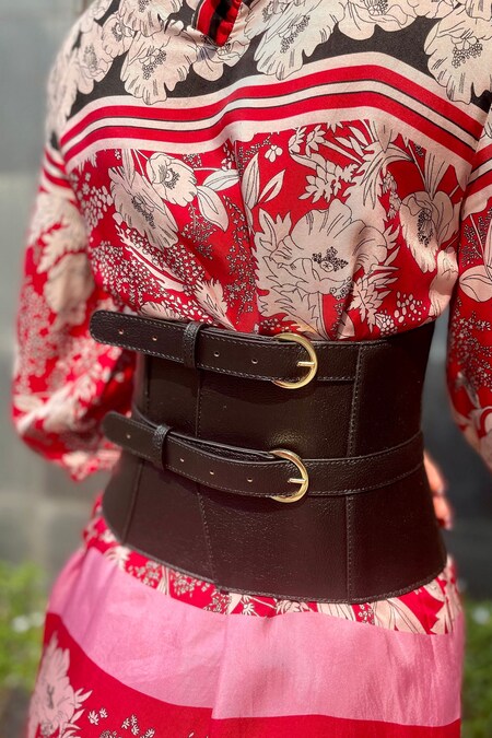 Buy Green Plain Avant Garde Leather Corset Belt by And Also Online at Aza  Fashions.