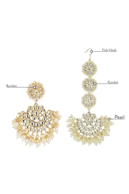 Ishhaara_Gold Plated Kundan Floral Maangtikka Set _Online_at_Aza_Fashions
