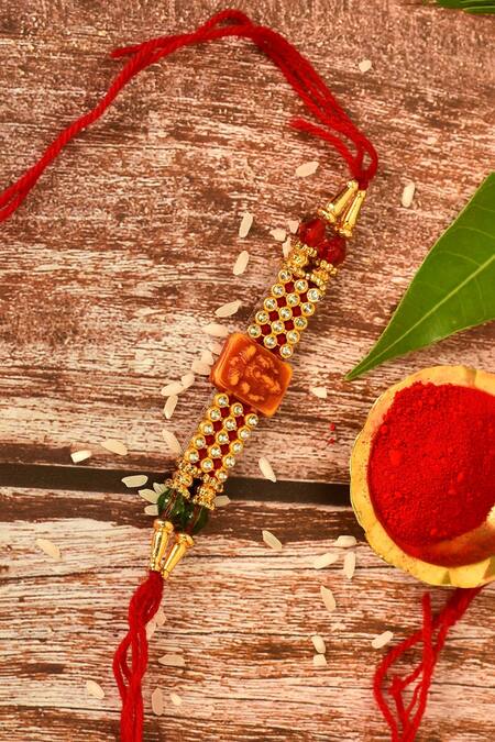 Nayaab by Aleezeh Red Stone Temple Motif Rakhi