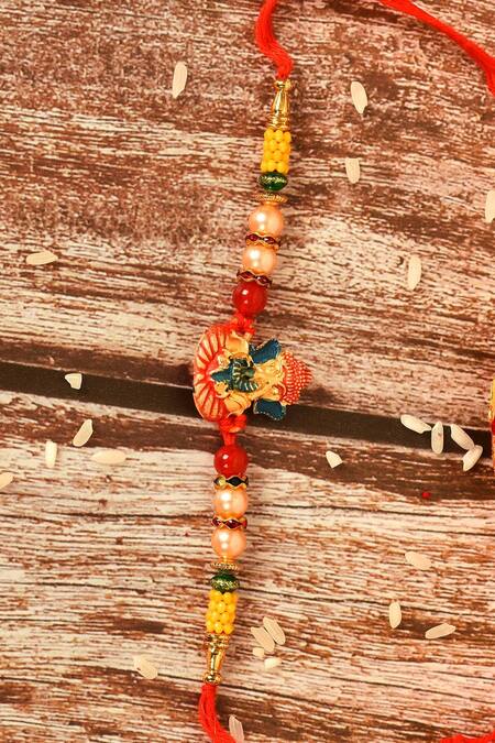 Nayaab by Aleezeh Multi Color Stone Temple Motif Rakhi