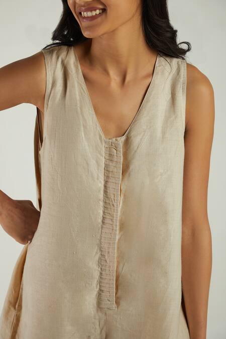 Shop Reistor White 100% Hemp V Neck Romper Online at Aza Fashions Shop_Reistor_White 100% Hemp V Neck Romper _Online_at_Aza_Fashions