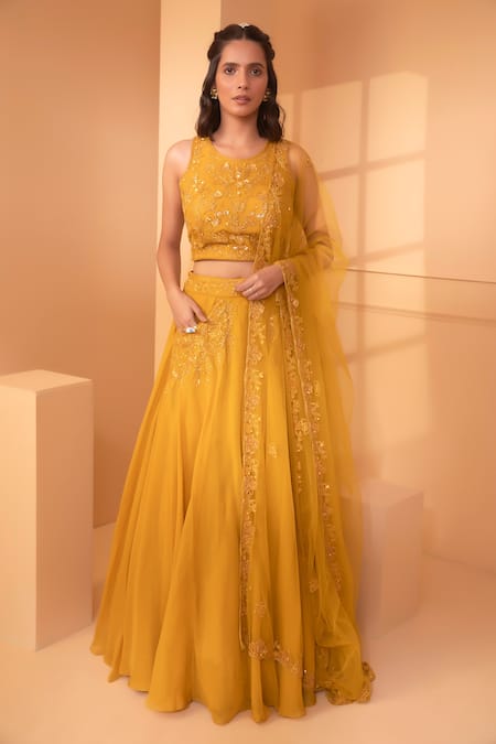 Miku Kumar Floral Embroidered Lehenga Set 