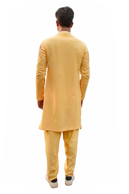 Shop Ankur J Yellow Muslin, Cotton Silk, Gunjan Net Reflex Jaune Embroidered Jacket Pant Set at Aza Fashions Shop_Ankur J_Yellow Muslin, Cotton Silk, Gunjan Net Reflex Jaune Embroidered Jacket Pant Set _at_Aza_Fashions