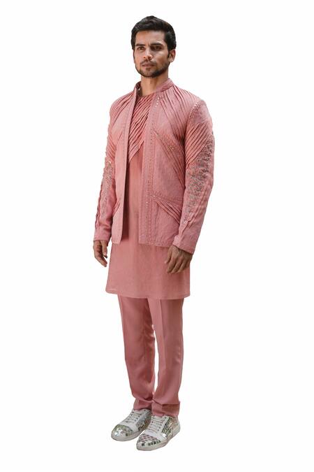 Buy Ankur J Peach Cotton Silk Mirror , Thread Reflex Embroidered Jacket Kurta Set Online at Aza Fashions Buy_Ankur J_Peach Cotton Silk Mirror , Thread Reflex Embroidered Jacket Kurta Set _Online_at_Aza_Fashions