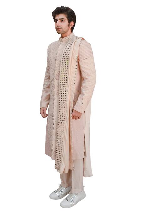 Buy Ankur J Pink Cotton Silk Mirror , Thread Reflex Floral Embroidered Sherwani Set Online at Aza Fashions Buy_Ankur J_Pink Cotton Silk Mirror , Thread Reflex Floral Embroidered Sherwani Set _Online_at_Aza_Fashions