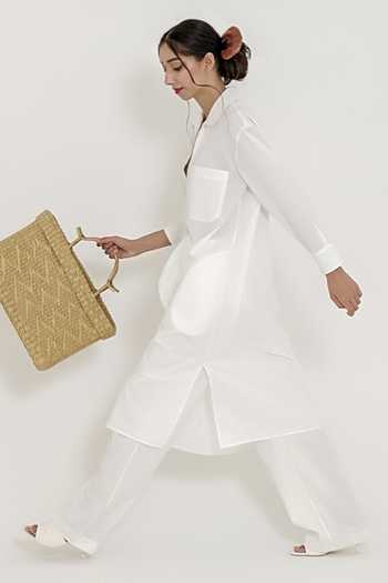 Buy_More Soul_White 100 % Cotton Collared Neck Midi Dress_Online_at_Aza_Fashions