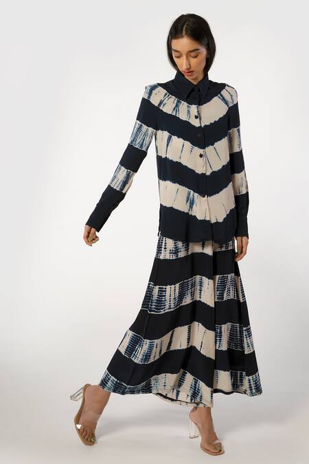 Buy_More Soul_Blue 100 % Viscose Tie And Dye Tie-dye Flared Pants_Online_at_Aza_Fashions