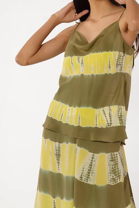 Buy_More Soul_Green 100 % Viscose Tie And Dye Tie-dye Flared Pants_Online_at_Aza_Fashions