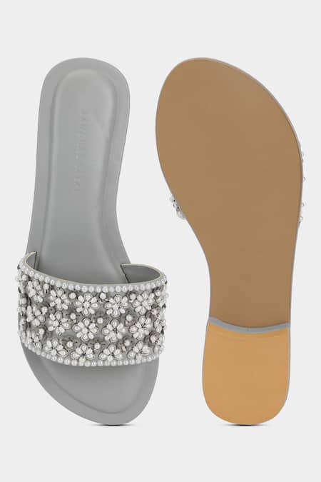 Aanchal Sayal Embroidered Faux Leather Sliders 