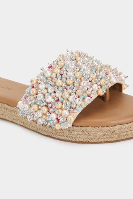 Shop Aanchal Sayal Multi Color Embroidered Margot Sliders Online at Aza Fashions Shop_Aanchal Sayal_Multi Color Embroidered Margot Sliders_Online_at_Aza_Fashions