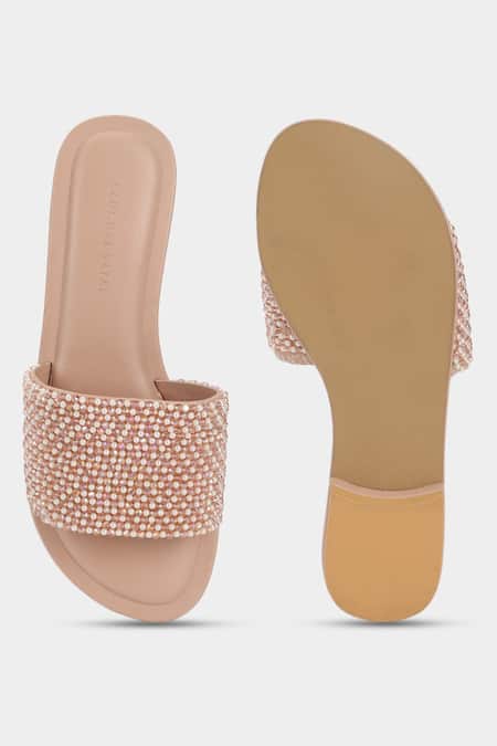 Aanchal Sayal Pembe Embroidered Sliders 