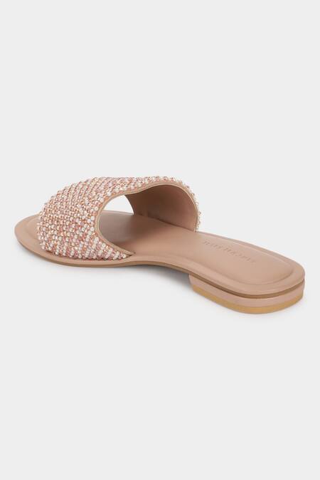 Buy_Aanchal Sayal_Pink Embroidered Pembe Sliders _Online_at_Aza_Fashions