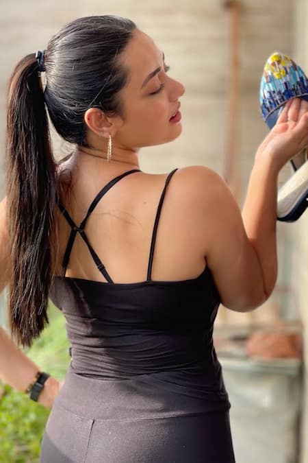 The Frou Frou Studio_Blue Embroidered Iris Mules_Online_at_Aza_Fashions