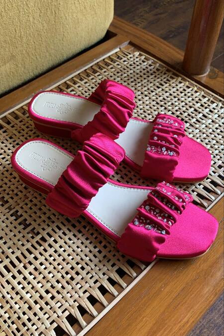 The Frou Frou Studio_Pink Beads, Ruffles Inara Sandals_Online_at_Aza_Fashions