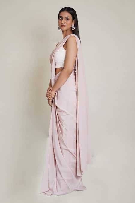 Shahmeen Husain Pre-Draped Saree & Embroidered Blouse 