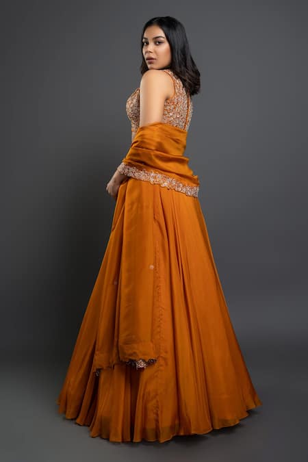 Shahmeen Husain Flared Embroidered Lehenga Set 