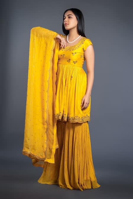 Shahmeen Husain Embroidered Anarkali Sharara Set 