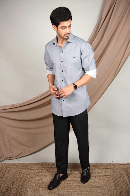 The Men's Kompany Black Cotton Checkered Shirt 