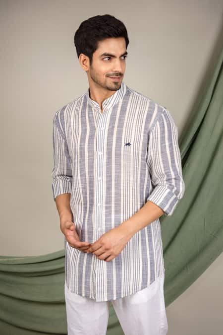 The Men's Kompany Linen Cotton Striped Shirt 