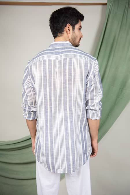 The MeN'S Kompany Linen Cotton Striped Shirt 