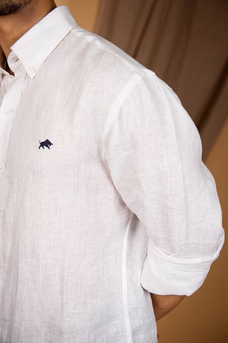 Buy The MeN'S Kompany White Linen Shirt Online at Aza Fashions Buy_The MeN'S Kompany_White Linen Shirt _Online_at_Aza_Fashions