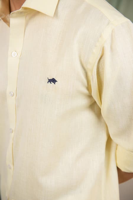 Shop The MeN'S Kompany Yellow Linen Shirt Online at Aza Fashions Shop_The MeN'S Kompany_Yellow Linen Shirt _Online_at_Aza_Fashions