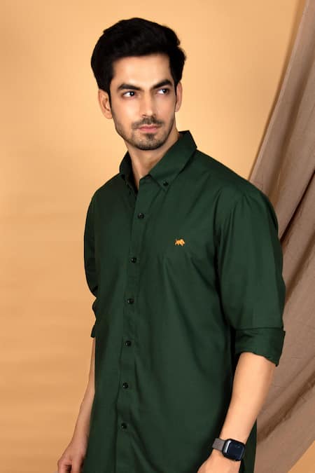 Buy The MeN'S Kompany Green Cotton Shirt Online at Aza Fashions Buy_The MeN'S Kompany_Green Cotton Shirt _Online_at_Aza_Fashions