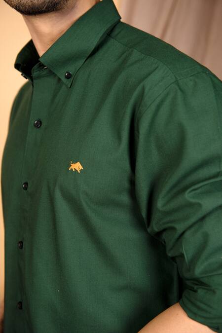 Shop The MeN'S Kompany Green Cotton Shirt Online at Aza Fashions Shop_The MeN'S Kompany_Green Cotton Shirt _Online_at_Aza_Fashions