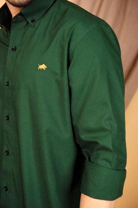 The MeN'S Kompany Green Cotton Shirt at Aza Fashions The MeN'S Kompany_Green Cotton Shirt _at_Aza_Fashions