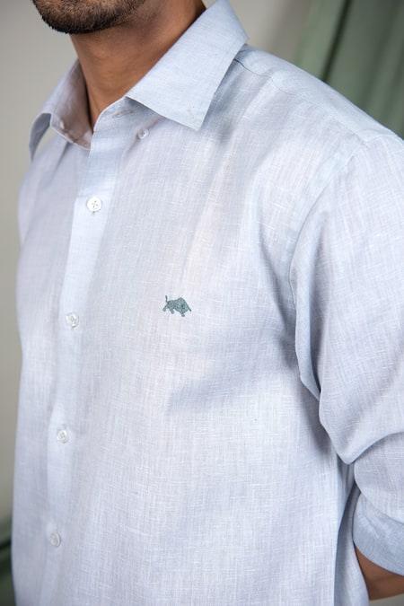 Shop The MeN'S Kompany Blue Cotton Shirt Online at Aza Fashions Shop_The MeN'S Kompany_Blue Cotton Shirt _Online_at_Aza_Fashions
