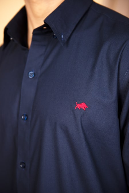 The MeN'S Kompany_Blue Cotton Shirt _Online_at_Aza_Fashions