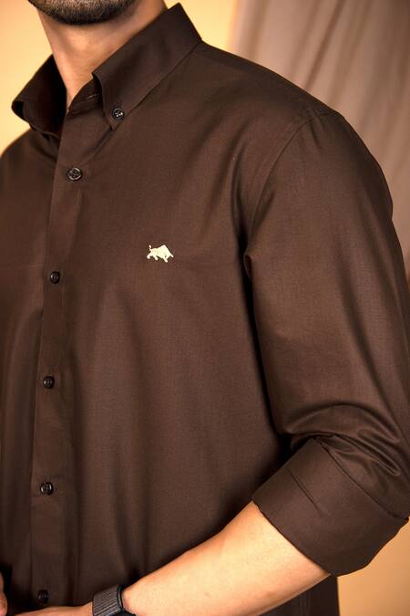 Buy The MeN'S Kompany Brown Cotton Shirt Online at Aza Fashions Buy_The MeN'S Kompany_Brown Cotton Shirt _Online_at_Aza_Fashions