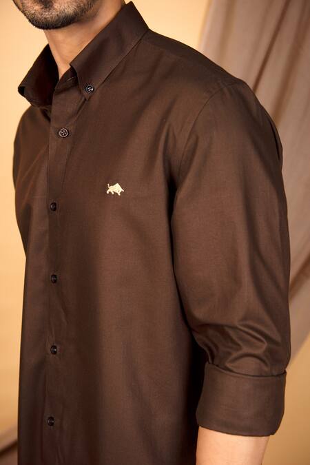 Shop The MeN'S Kompany Brown Cotton Shirt Online at Aza Fashions Shop_The MeN'S Kompany_Brown Cotton Shirt _Online_at_Aza_Fashions