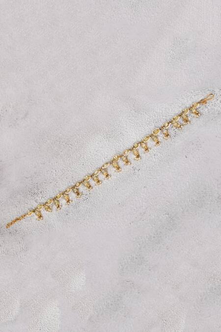 Auraa Trends_Gold Plated Beads Kundan Floral Payal Set Of 2 _Online_at_Aza_Fashions