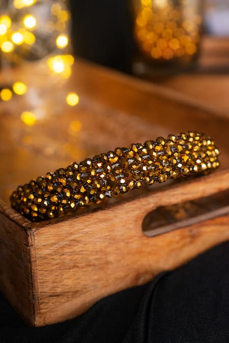 Choko Gold Beaded Satin Hair Band 