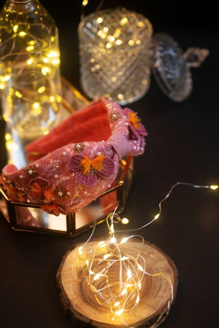 Choko_Pink Embellished Floral Hairband _Online_at_Aza_Fashions