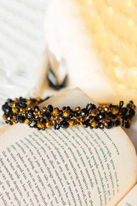 Buy_Choko_Black Embellished Satin Hair Band _Online_at_Aza_Fashions