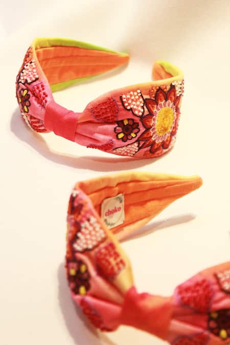 Choko Floral Embroidered Red Hairband 