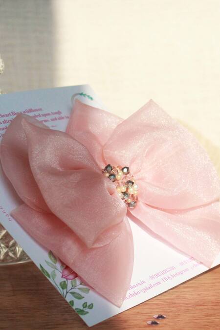 Buy_Choko_Pink Mademoiselle Statement Bow Hair Clip_Online_at_Aza_Fashions