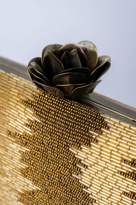 NR By Nidhi Rathi Brown Embroidery Clutch at Aza Fashions NR By Nidhi Rathi_Brown Embroidery Clutch _at_Aza_Fashions