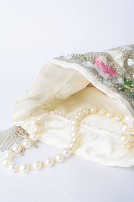 Shop_NR By Nidhi Rathi_Multi Color Embroidered Silk Floral Potli_Online_at_Aza_Fashions