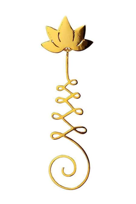 Buy_Eina Ahluwalia_Gold Plated Unalome Earrings_Online_at_Aza_Fashions