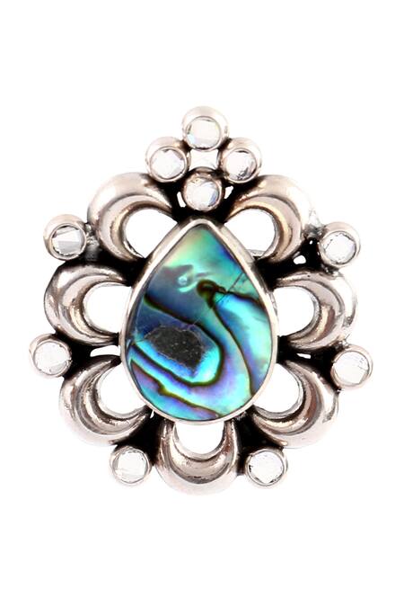 Shop_Noor_Silver Plated Metallic Thread Stone Embellished Stud Earrings_Online_at_Aza_Fashions