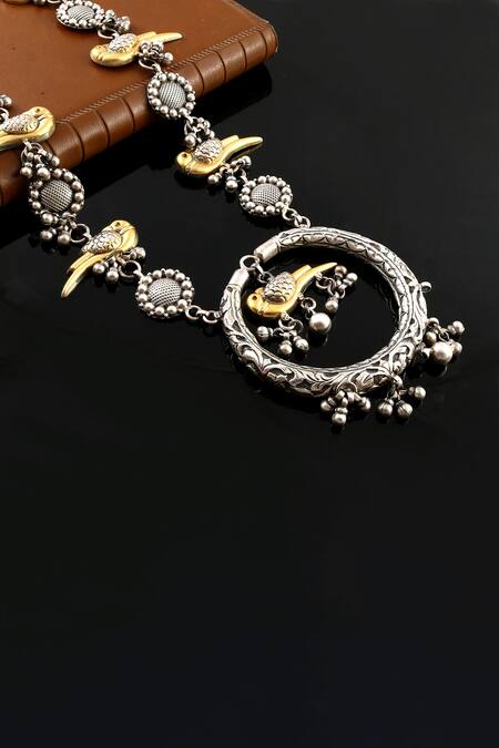 Buy_Noor_Gold Plated Bird Motif Long Necklace_Online_at_Aza_Fashions