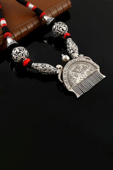 Buy_Noor_Silver Plated Handcrafted Pendant Necklace_Online_at_Aza_Fashions