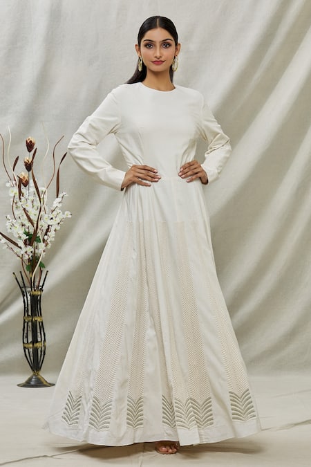 New Party Wear Floral Printed Multicolor White Anarkali Suit Pant Kurti  Dupatta | eBay