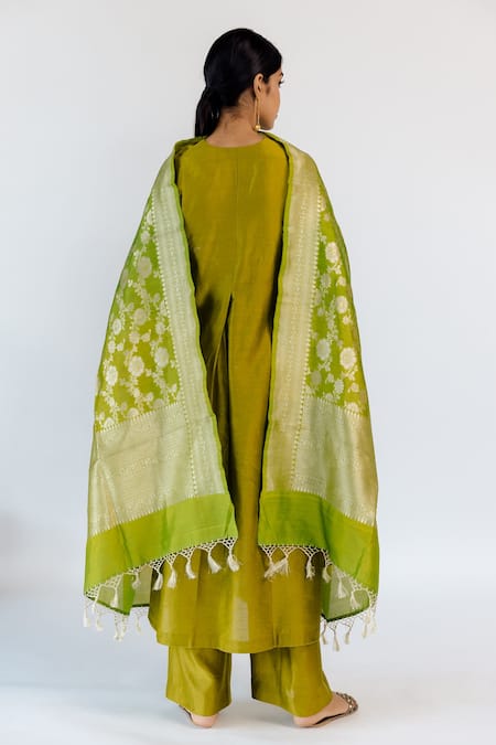 Mimamsaa Green Kiran Pure Banarasi Silk Dupatta 2