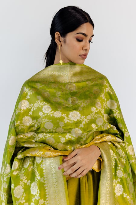 Mimamsaa Green Kiran Pure Banarasi Silk Dupatta 6