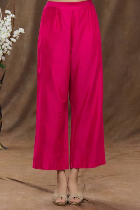 Aiman_Beige Chanderi Applique Band Kurta And Pant Set_at_Aza_Fashions