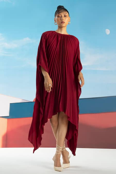 Maroon cape clearance dress